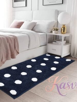 Polka Dots Anti Skid Bedside Runner | Soft Micro Yarn Rug with TPR Backing