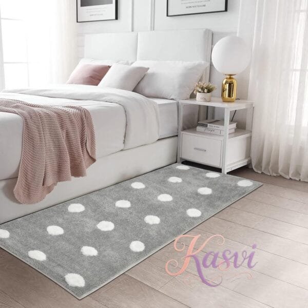 Polka Dots Anti Skid Bedside Runner | Soft Micro Yarn Rug with TPR Backing