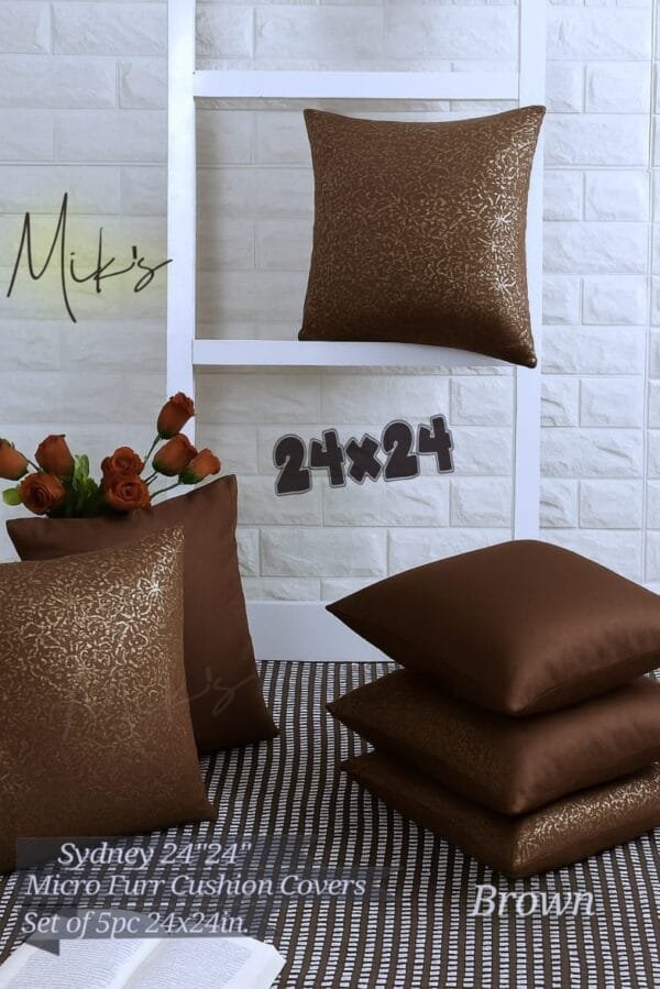 IMG-20250929-WA0047.jpg Sydney Micro Furr Foil Work Cushion Covers | Premium 5pc Set | 24x24 Inch