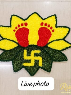 Laxmi Charan Lotus Rangoli Mat | Temple & Home Entrance Decor