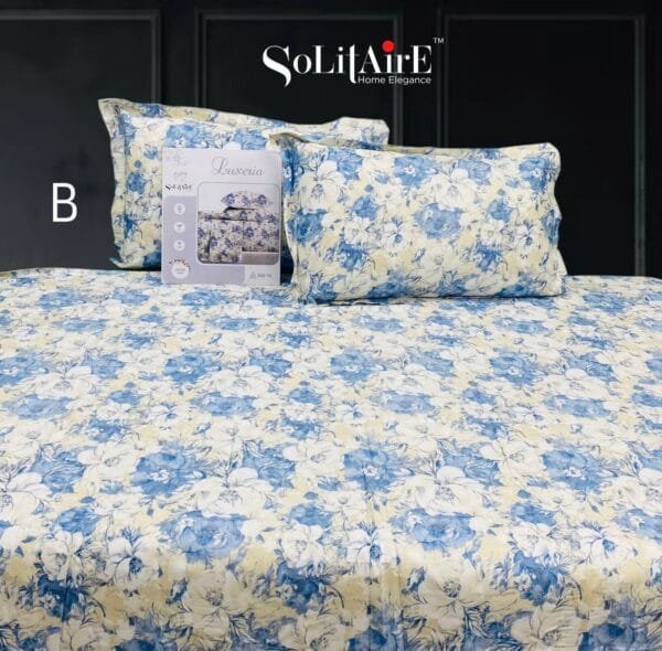 Luxeria King Size Jointless Bedsheet Set 1+2 | 300TC | Cotton Digital Print