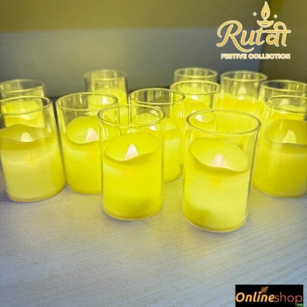 Glass LED Candles – Set of 24 | Decorative Flameless Lights | Box Packing (500 gm)