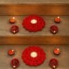 Red Rose Tealight Plate Set | Decorative LED Tealight Holder for Festive & Home Décor |Set of 2