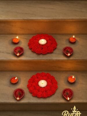 IMG-20250930-WA0058.jpg Red Rose Tealight Plate Set | Decorative LED Tealight Holder for Festive & Home Décor |Set of 2