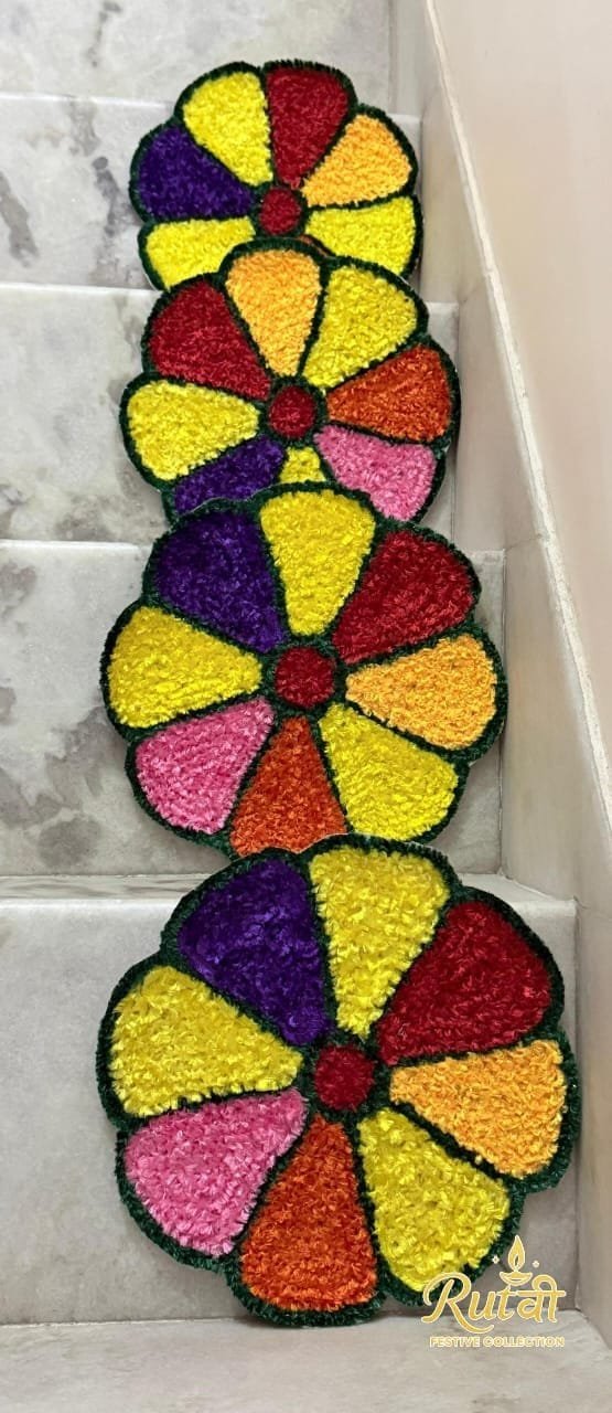 IMG-20251007-WA0037.jpg Flower Rangoli Mats – With/Without Metal Katori & LED Tealight | Festive Home Décor