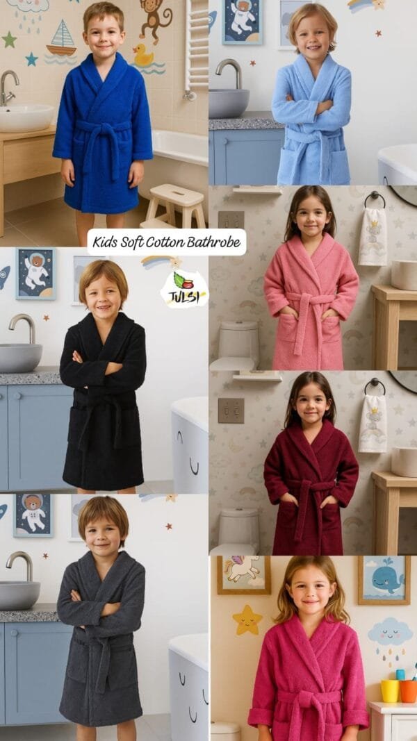Pure Cotton Kids Bathrobe | Soft, Absorbent & Skin-Friendly |(Age 5–10 yrs)