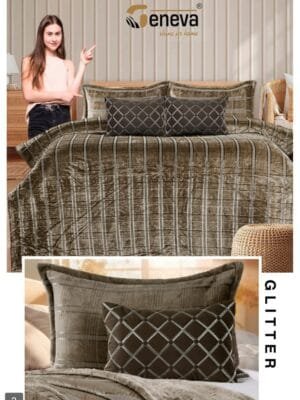 IMG-20251010-WA0015.jpg Glitter King 5PCS Winter Bedding Set |Flannel Bedsheet with Velvet Cushions | Shiny Effects