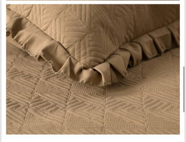 SISLEY 5 PCS Quilted Bedcover Set | Triple Frill Design, Premium Quilted Bedcover with Pillow |Cushion Covers