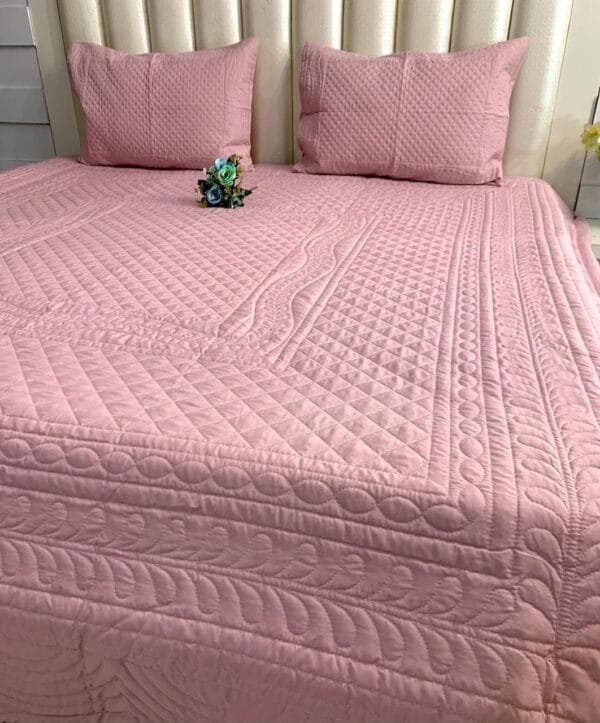 Madrid Luxury Quilted Double Bedcover Set with 2 Pillow Covers | Soft Cotton Feel | 230x250 cm