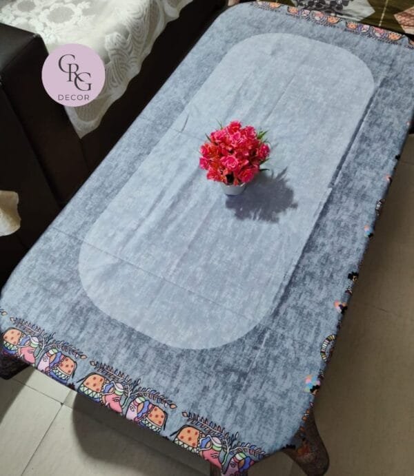 CRG Decor 4 Seater Printed Velvet Dining Sheet | Imported Glace Cotton with Rajasthani Border