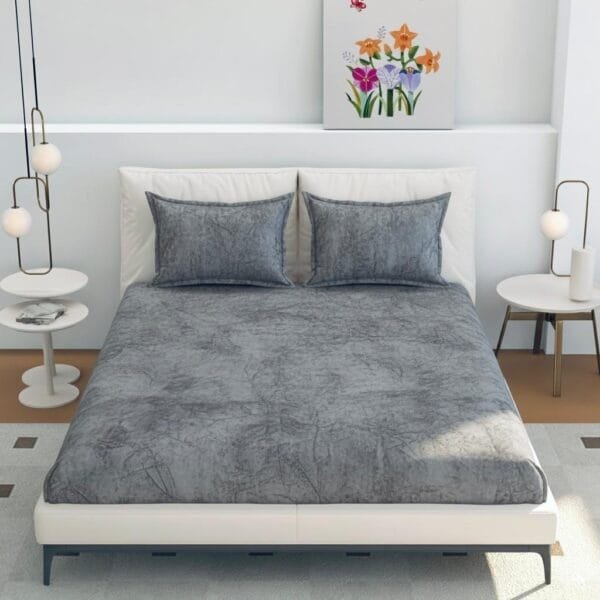 IMG-20251023-WA0019.jpg Solids Fitted Flannel Bedsheet with 2 Pillow Covers | Super Soft Feather Touch Fabric |95x105 inches