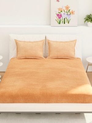 IMG-20251023-WA0027.jpg Solids Fitted Flannel Bedsheet with 2 Pillow Covers | Super Soft Feather Touch Fabric |95x105 inches
