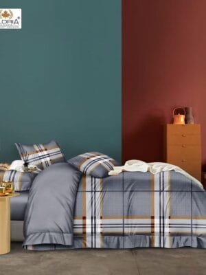 Discovery Glace Cotton King Size Bedsheet with Zigzag Pillow Covers | Soft & Premium Quality | 108x108