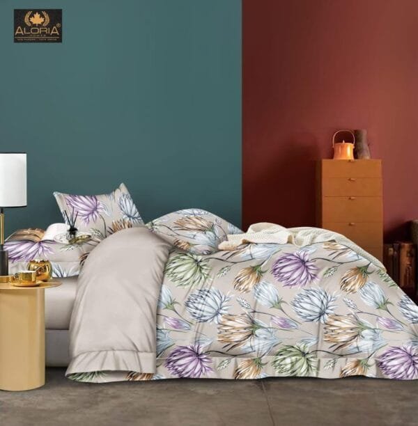 Discovery Glace Cotton King Size Bedsheet with Zigzag Pillow Covers | Soft & Premium Quality | 108x108