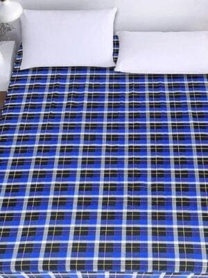 100% Cotton Waterproof King Size Quilted Check Mattress Protector | Dustproof & Elastic Fitted | 72x78x6