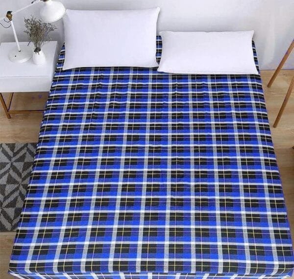 100% Cotton Waterproof King Size Quilted Check Mattress Protector | Dustproof & Elastic Fitted | 72x78x6