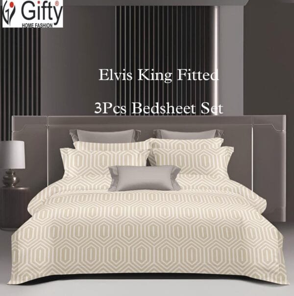 ELVIS King Size Jacquard Cotton Satin 3-Piece Bedsheet Set – 400 Thread Count | GIFTY New Arrival