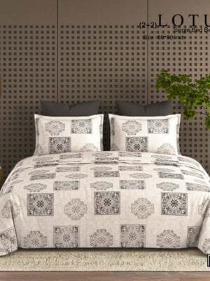 Lotus Pure Cotton Single Bedsheet Set (2+2) | 100% Cotton | Fast Colors | 60x90 Inches | Zig Zag Stitch Pillow Covers