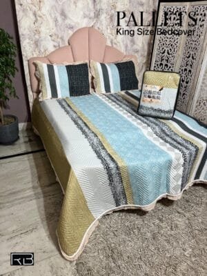 Luxury King Size Bedcover with Frills – PALLETS Super Soft Printed Bedspread (108x108 inches) + 2 Pillow Cases