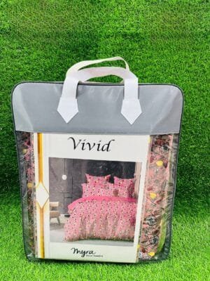 VIVID 4-Piece Premium Reversible Comforter Set | Heavy Glace Cotton | King Size Bedding Set