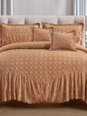 BLISS Premium King Size 5-Pc Quilted Bedcover Set | Imported Fabric with Frill Design