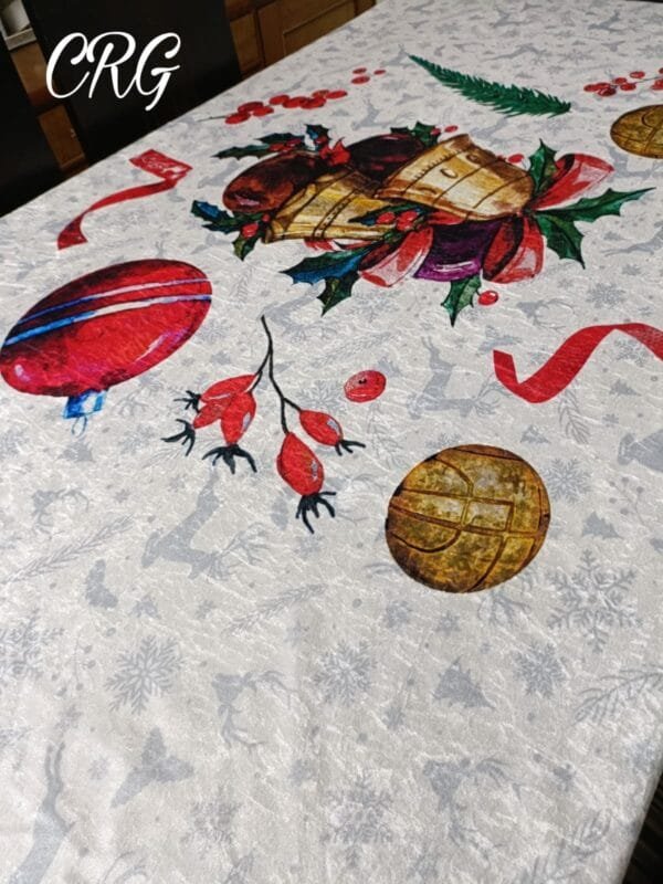 Christmas Velvet Print 6-Seater Dining Table Cover | Soft Imported Velvet 3D Effect (60x90 Inch)