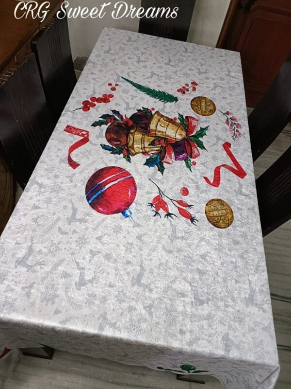 Christmas Velvet Print 6-Seater Dining Table Cover | Soft Imported Velvet 3D Effect (60x90 Inch)