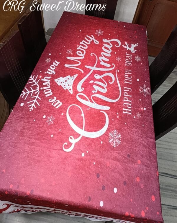 Christmas Velvet Print 6-Seater Dining Table Cover | Soft Imported Velvet 3D Effect (60x90 Inch)