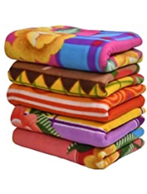 Floral Print Single Bed Fleece Blankets (Pack of 5) – Warm, Soft, 60x90 Inches, Multipurpose Winter Use