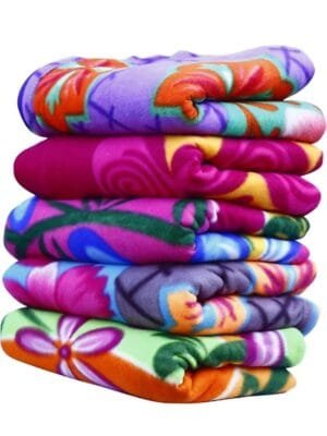 Floral Print Single Bed Fleece Blankets (Pack of 5) – Warm, Soft, 60x90 Inches, Multipurpose Winter Use