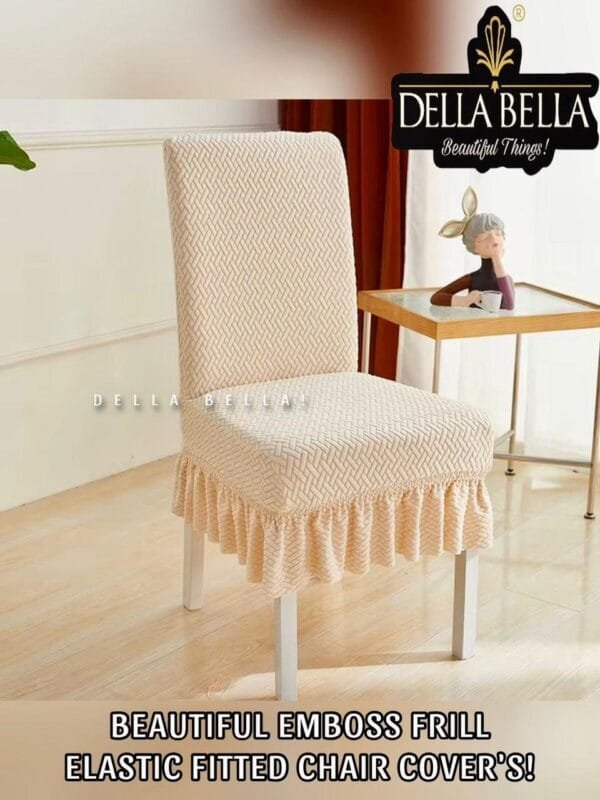 IMG-20251106-WA0048.jpg Della Bella Emboss Frill Skirt Jacquard Elastic Fitted Chair Covers – Set of 6 | Elegant Stretchable Dining Chair Covers