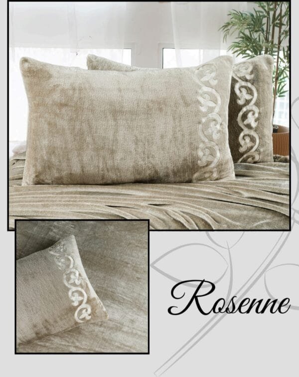 ROSENNE Fitted King Size Quilted Winter Bedspread Set | Super Soft Flannel | 3 Pc Set