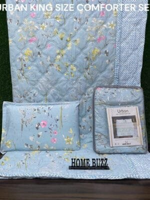 Urban King 4 Pc King Size Comforter Set by Home Buzz | Heavy Glace Cotton |Premium 3200gm Bedding Set