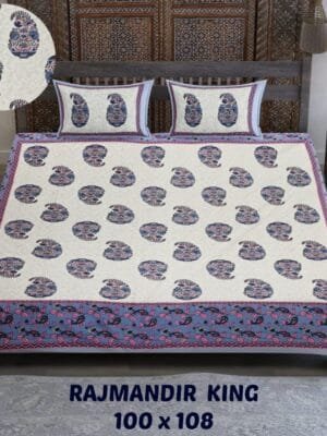 RAJMANDIR KING 3 PCS Pure Cotton Double Bedsheet Set with Pillow Covers