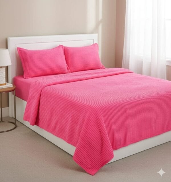 PLUSH Heavy Flannel Blanket – 2.4 KG Imported Super Soft Pencil Finish | Winter Double Bed Blanket in 5 Colors