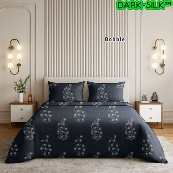 Dark Silk 100% Pure Cotton King Size Bedsheet Set | Egyptian Mercerized Jumbo Double Bed Sheet 3 Pc