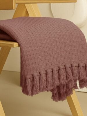 Soft Cotton Tufted Sofa Throw with Lace Border | Decorative Chair Throw Blanket 55x65 Inches