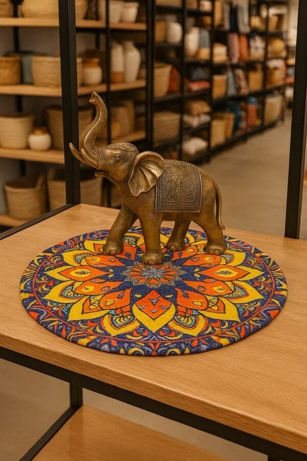 Premium Jute Round Printed Mats | 15-Inch Digital Print Decorative Table & Floor Mats