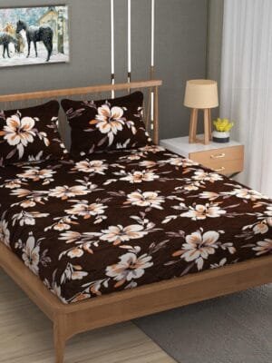 Printed Warm Fitted Flannel Bedsheet Set | Feather Touch Flannel Velvet | 95x105 | Premium Winter Bedding