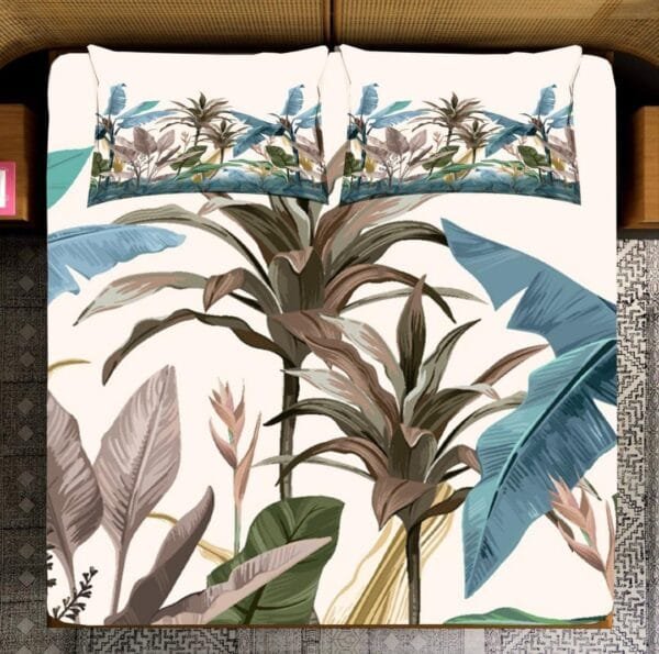Garden King 7D Digital Print Super King Size Bedsheet Set  | Parv Bedding