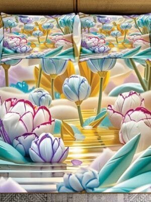 Garden King 7D Digital Print Super King Size Bedsheet Set  | Parv Bedding