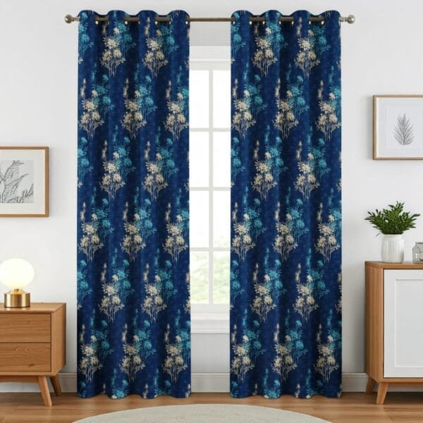 Gulmohar Print Polyester Curtain | Heavy Eyelet Ring Curtain | 5ft | 7ft | 9ft Sizes