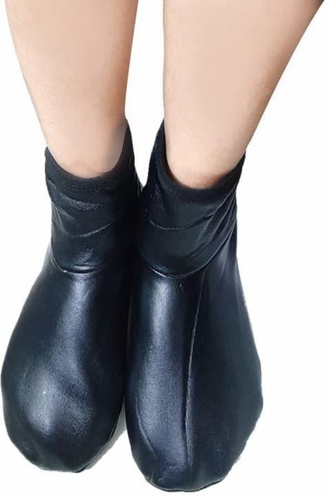 Kids Faux Leather Winter Socks Slippers | Soft-Soled Warm Room Boots (4–11 Years)