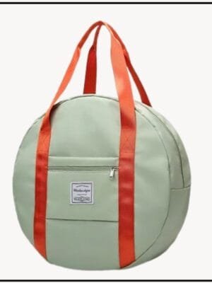 Screenshot_20251108_110923_Canva.jpg Round Duffle Bag with Shoe Compartment | Convertible Hand & Pithoo Bag |Green