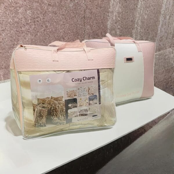 Cozy-Charm King Size Bed-in-a-Bag Set – Warm Cashmere Bedsheet, Pillow Covers & Heavy Winter Quilt