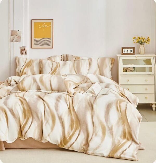 Cozy-Charm King Size Bed-in-a-Bag Set – Warm Cashmere Bedsheet, Pillow Covers & Heavy Winter Quilt