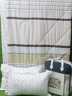Silky 4-Piece Comforter Set | Cotton Feel, Coordinated Piping Design |Double Bed| Premium Quality