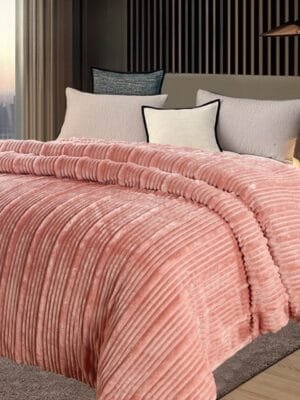 Rabbit Furr Stripe Pattern Reversible Premium Double Duvet Cover | Imported | Zippered | 12 Colors