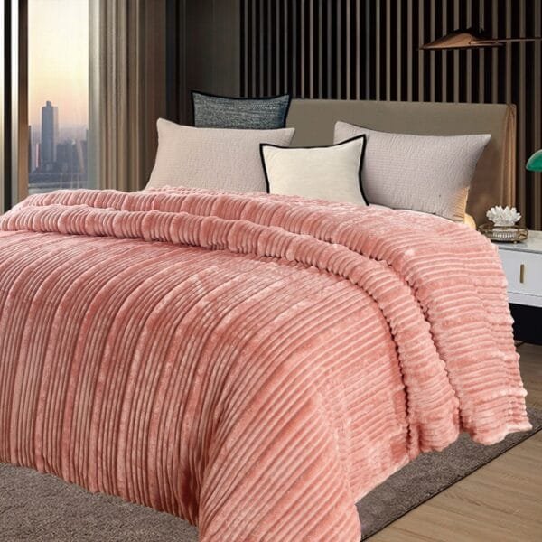 Rabbit Furr Stripe Pattern Reversible Premium Double Duvet Cover | Imported | Zippered | 12 Colors