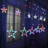 Multicolor LED Star Curtain String Lights – 6+6 Stars, 3m Length, Decorative Lights for Christmas & Parties